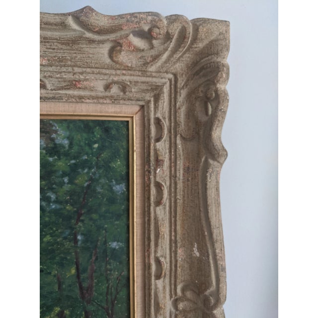 Green Early 20th Century Original Landscape Oil Painting in an Ornate Frame For Sale - Image 8 of 10
