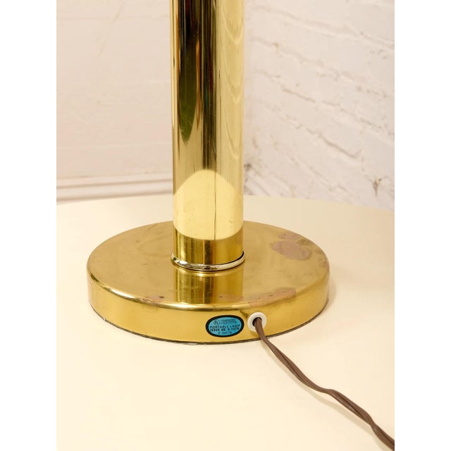 Mid 20th Century Mid 20th Century Brass Column Table Lamp With Cream Shade For Sale - Image 5 of 5