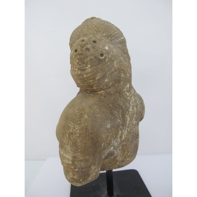 Apsara Celestial Deity Carved Stone India Hindu Bust Sculpture Statue on Stand For Sale In Portland, OR - Image 6 of 12