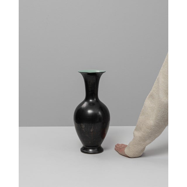 Mid-Century Modern 20th Century German Mid-Century Modern Black Ceramic Vase For Sale - Image 3 of 18