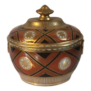 Antique Early 19th Century Coalport Porcelain Sucrier Bowl Decorated in a Geometric Scheme For Sale