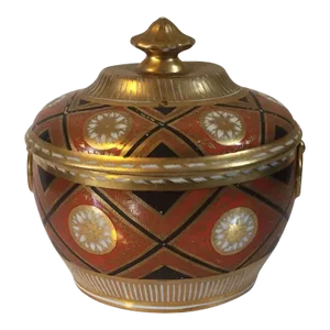 Antique Early 19th Century Coalport Porcelain Sucrier Bowl Decorated in a Geometric Scheme