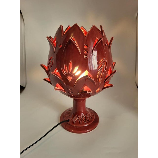 Artichoke Lamp in Bordeaux Ceramic, 2010s For Sale - Image 11 of 16