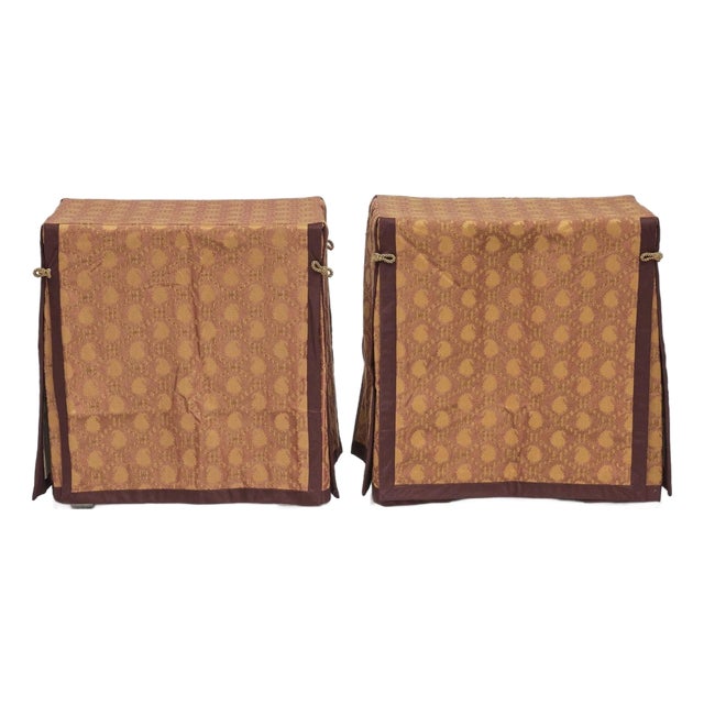 Pair of Custom Made Decorator Custom Fabric Tables or Consoles For Sale