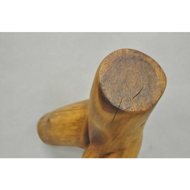 Vintage Mid Century Modern 19" Male Nude Abstract Solid Carved Wood Sculpture For Sale In Philadelphia - Image 6 of 16