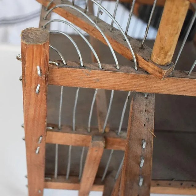 Wood Rustic Antique French Wood and Metal Pagoda Domed Birdcage, 1900s For Sale - Image 7 of 8