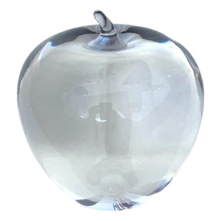 Tiffany & Co Signed Crystal Apple Paperweight Elegant Desk/Home Decor Gift For Sale