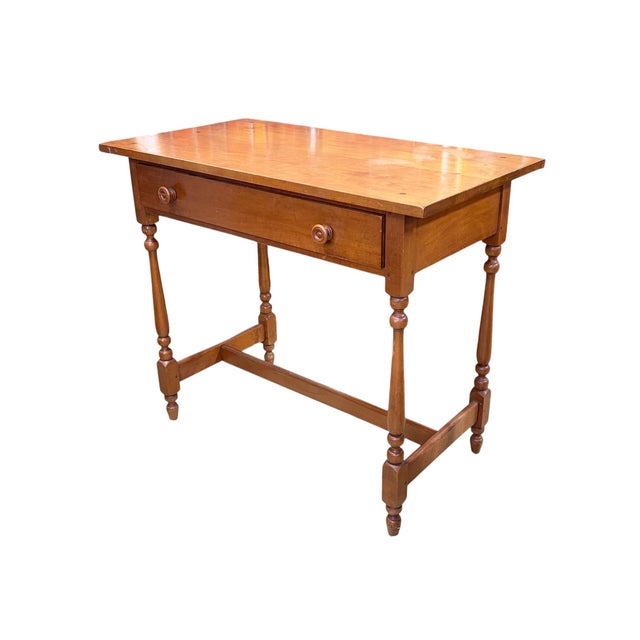 Vintage 1960s American Colonial Solid Cherry Wood Tavern /Writing Desk For Sale - Image 4 of 10