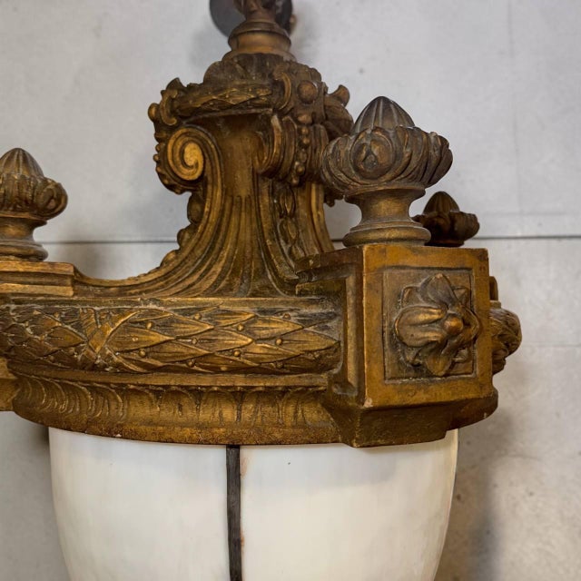 1900 Caldwell Neoclassical Pendant Gilt Plaster and Glass For Sale - Image 4 of 6