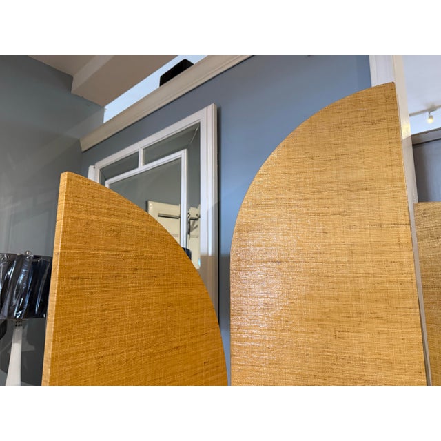 Mid-Century Modern Mid Century Grasscloth Three Panel Room Divider Screen For Sale - Image 3 of 8