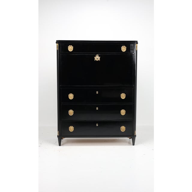 Antique Swedish Ebonized Secretaire, 1850 For Sale - Image 13 of 18