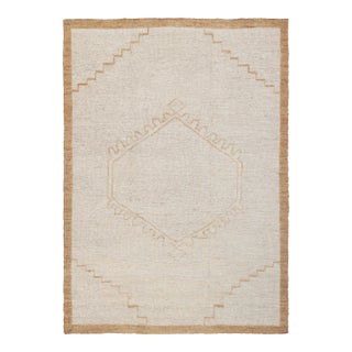 5x8Ft. Natural Cream Jute Taureg Inspired Soumek Jute Hand Woven Rug For Sale