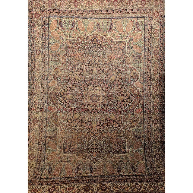 19th Century Persian Kerman Lavar Rug, Hand-Knotted Wool, Floral Design, Ivory & Red, 8x11 For Sale - Image 17 of 18