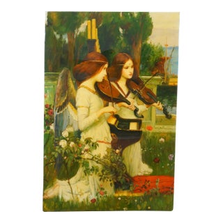Late 20th Century Angels Detail From Saint Cecilia Oil Painting After John William Waterhouse 36" For Sale