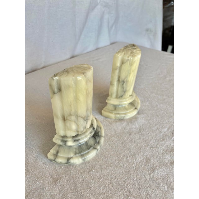 Mid 20th Century Italian Alabaster Column Bookends - A Pair For Sale - Image 6 of 12