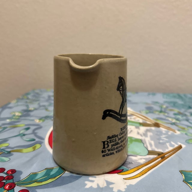 Ceramic Vintage English Moira Pottery "Robert Wilson" Rocking Horse Advertising Stoneware Small Pitcher For Sale - Image 7 of 7