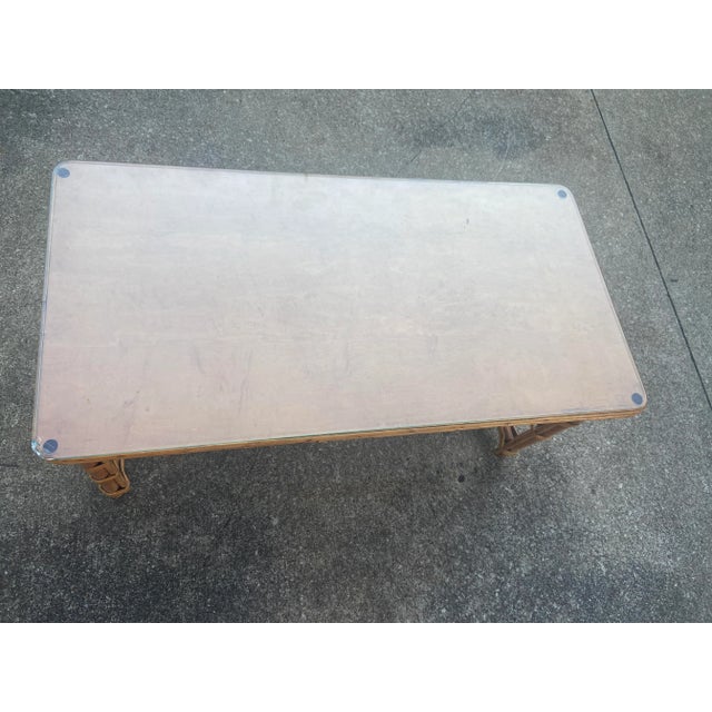 Mid 20th Century McGuire Style Bamboo and Glass Coffee Table, C. 1960s. For Sale - Image 5 of 9
