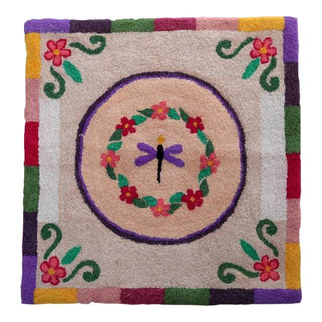 2021 Handmade Contemporary Ora French Hooked Rug 3.2' X 3.3' For Sale