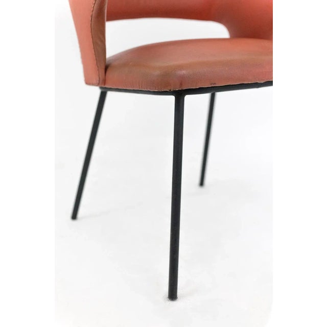 Textile Orange Skai and Black Lacquered Metal Armchair, 1950s For Sale - Image 7 of 11