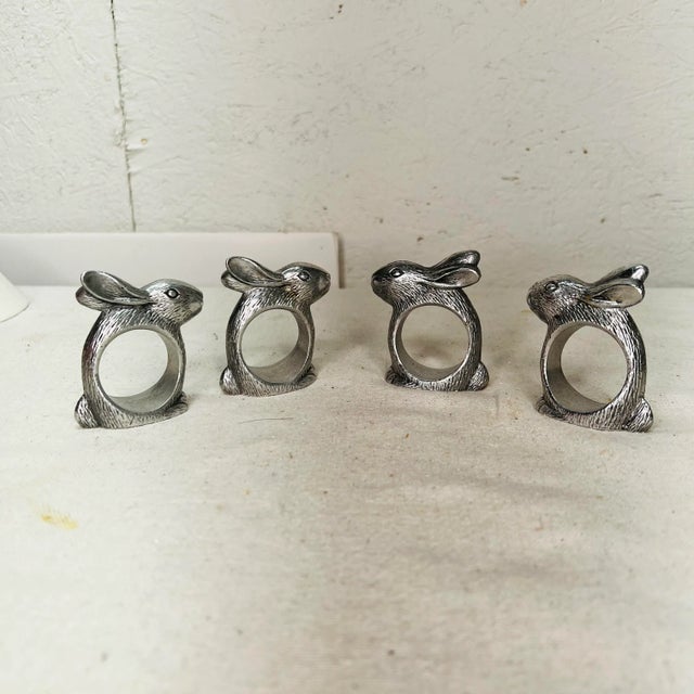 Late 20th Century Hans Turnwald Rabbit Napkin Rings - Set of 4 For Sale - Image 5 of 5