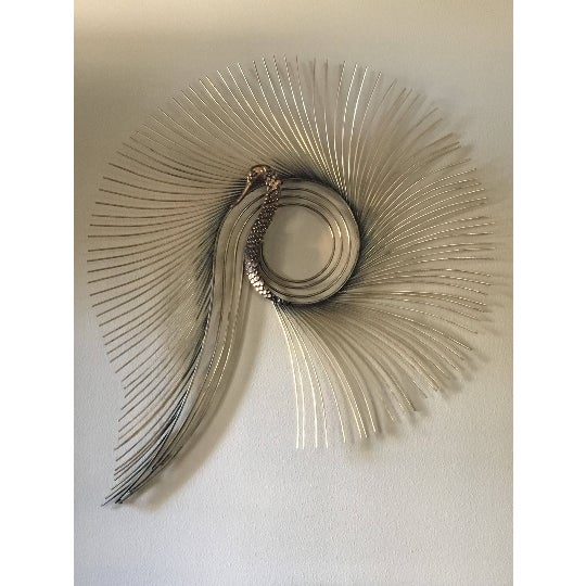 Curtis Jere MidCentury Solid Brass Peacock Wall Art Sculpture Chairish