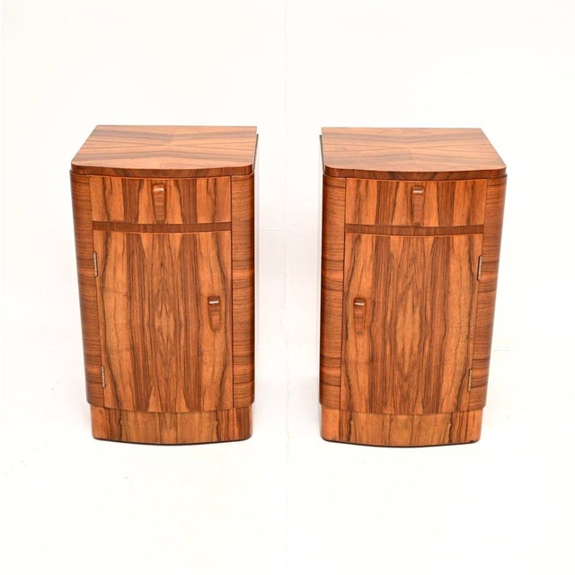 A beautifully made pair of Art Deco walnut bedside cabinets. They were made in England, they date from the 1930’s. Made...