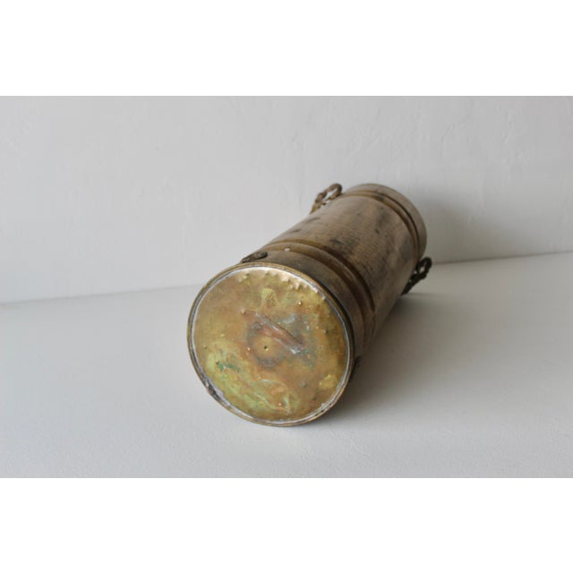 English Style Hammered Brass Umbrella Ornate Stand Handles Vintage Mid Century For Sale - Image 12 of 16