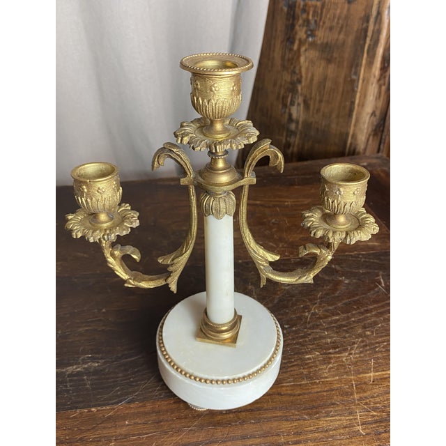 Antique French Bronze and Marble Candleholders from Befos, Set of 2 For Sale - Image 5 of 18