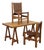 Trestle Beech Writing Desk with Leather Chairs, Italy, 1970s, Set of 3 For Sale