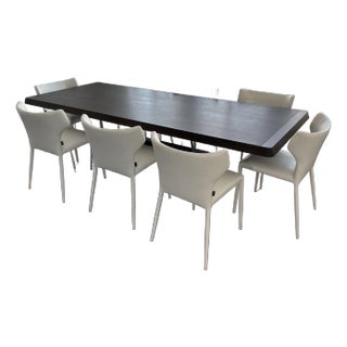 Natuzzi Phantom Dining Table and Pi Greco Leather Dining Chairs - Set of 9 For Sale