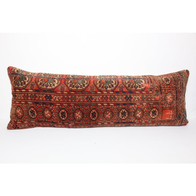 Art Deco Rustic Vintage Handknotted Lumbar Rug Pillow Cushion Cover -16'' X 47'' For Sale - Image 3 of 8