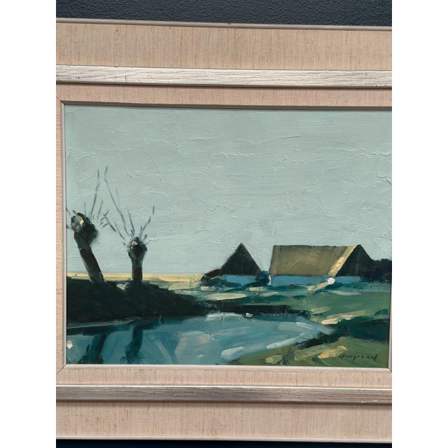 Bengt Hillgrund, Farm by the Lake, 1950s, Oil Painting on Canvas, Framed For Sale - Image 15 of 18