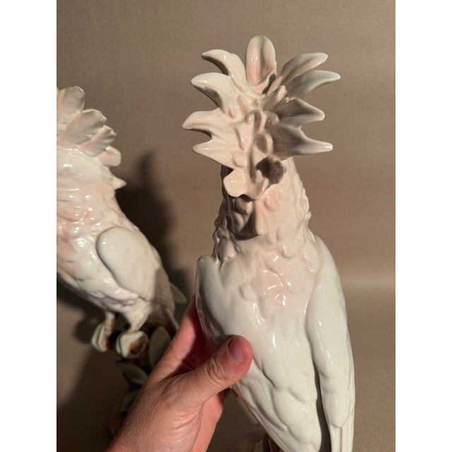 Very Large Royal Dux Porcelain Pair of Cockatoos For Sale - Image 4 of 11