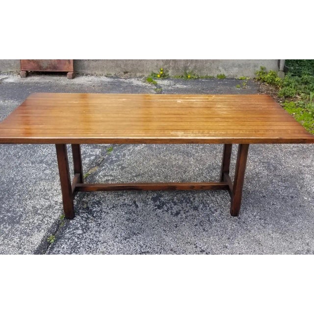 1950s 1950s Mid Century Dual-Wood Butcher Block Dining Table For Sale - Image 5 of 8
