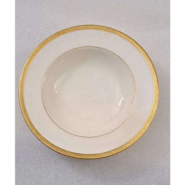 Early 1900s Minton H969 for Burley & Co. Gold Encrusted Sunburst Scroll Dessert Bowls- Set of 5 For Sale In West Palm - Image 6 of 12