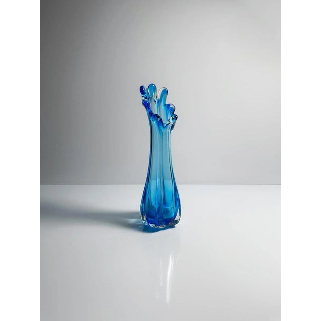 Glass Vintage Glass Flower Vase, Italy, 1970s For Sale - Image 7 of 7