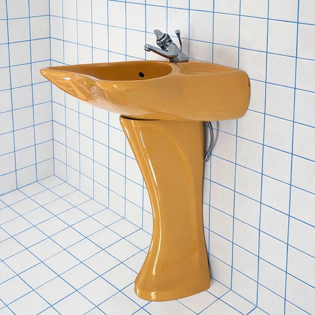 Mustard Standing Sink attributed to Luigi Colani for Villeroy & Boch, 1960s For Sale - Image 6 of 9