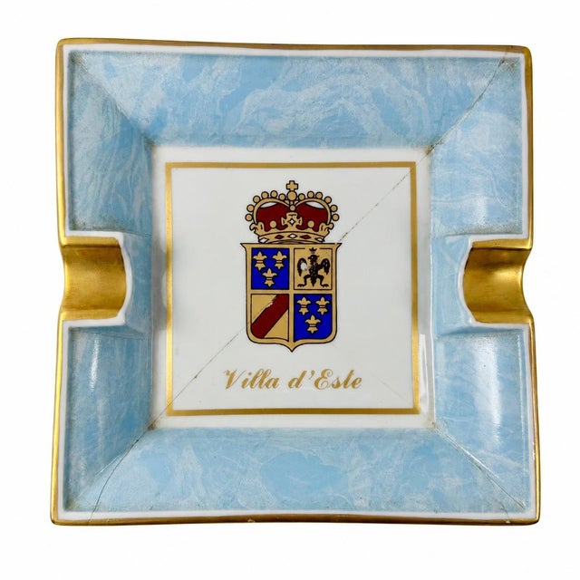 Vintage Villa D’Este Hotel Lake Como Italy Limoges Porcelain Ashtray Catchall Dish For Sale - Image 9 of 12