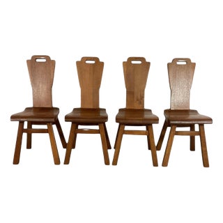 Mid-Century Brutalist Dining Chairs, Belgium, 1970s, Set of 4 For Sale