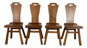 Mid-Century Brutalist Dining Chairs, Belgium, 1970s, Set of 4