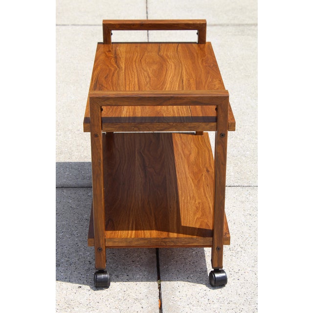 1970s Mid-Century Modern Two-Tier Bar / Tv Cart by Gusdorf For Sale - Image 5 of 11