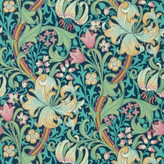 Morris & Co Golden Lily Wallpaper in Galactic Ink - a Sample For Sale