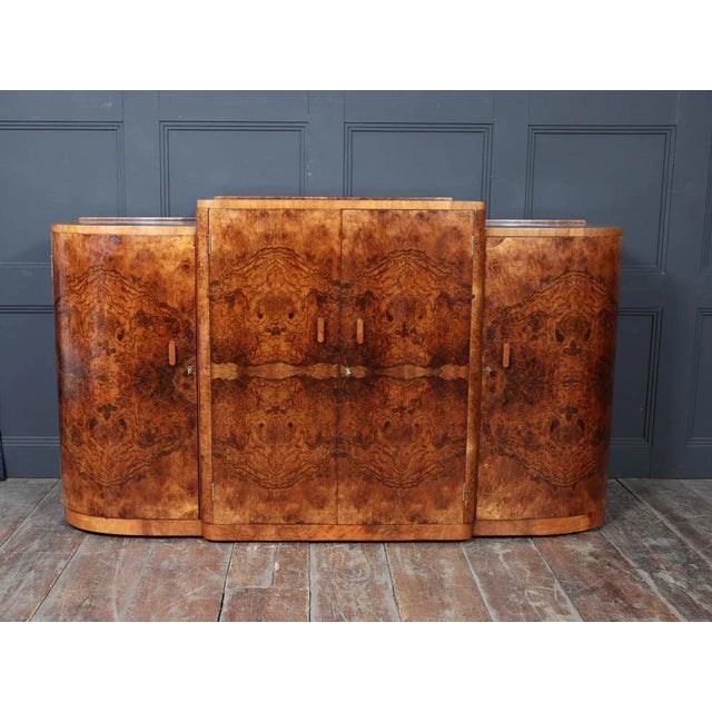 1930s Art Deco English Figured Walnut Sideboard, 1930s For Sale - Image 5 of 18