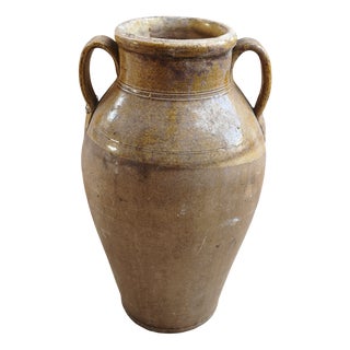 Mediterranean Sculptural 2-Handled Amphora in Honey-Brown Glazed Terracotta, Southern Italy, 1890s For Sale