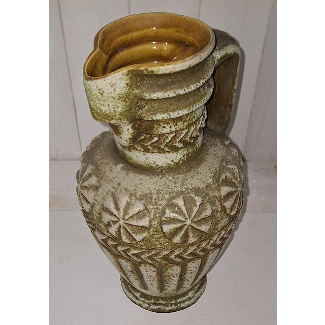 Vintage Green Ceramic Handled Jug Vase from Bay-Keramik, 1970s, in Very Good conditions. Designed 1970 to 1979 This piece...
