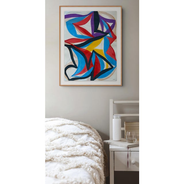 Abstract Contemporary Abstract Gouache on Arches Paper "22f13a-2022" by Alain Clément For Sale - Image 3 of 4