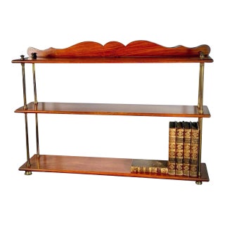 Antique Teak and Brass Campaign Bookshelves, Army & Navy Store For Sale