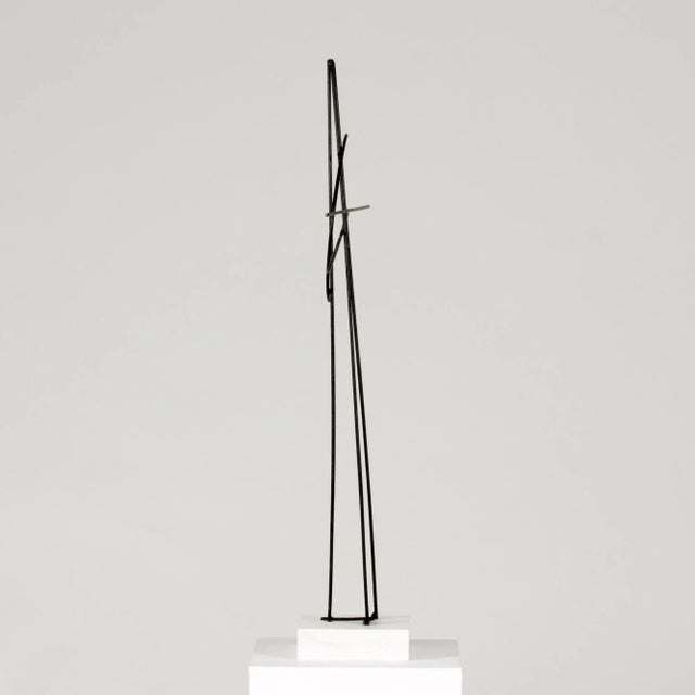Striking sculpture by Fred Leyman, made from black lacquered iron strands. The lines of the sculpture seem to extend way...