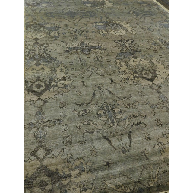 Gray Bamboo Silk Oushak Rug - 8’10” x 11’8” For Sale - Image 8 of 10