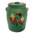Antique Hand-Painted Green Floral Motif Lidded Crock For Sale